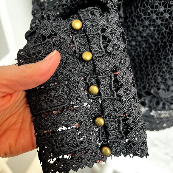 Joie Rodia Romantic Festive Holiday Semi-Sheer Lace Top Blouse Black Small - Picture 4 of 13